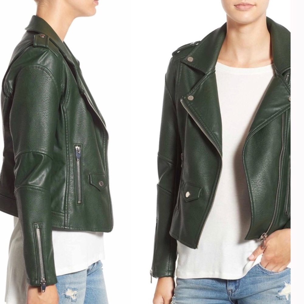 Blank NYC Gucci Green leather jacket sz small